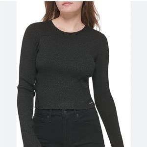 Calvin Klein Jeans black metallic cropped sweater size M NWT